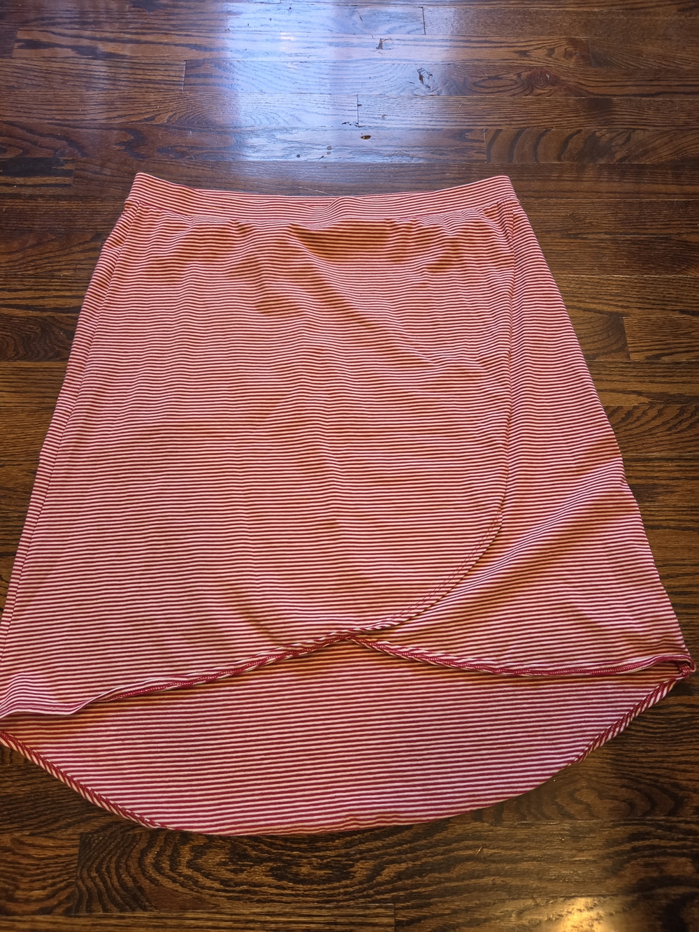 Striped Pink High-Low Wrap-Front Women's Skirt